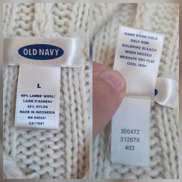 Old Navy Womens Large Vintage Cable Knit Hooded Sweater Y2K Bella Elena Gilbert - Picture 8 of 13